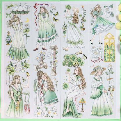 6cm*100cm Green atmosphere Shell Light PET Tape featuring green, and light designs for journaling, scrapbooking and collage
