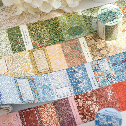 Maurice's flower paper Series Die Cutting White Kraft Paper Tape featuring white, and flower designs for journaling, scrapbooking and collage