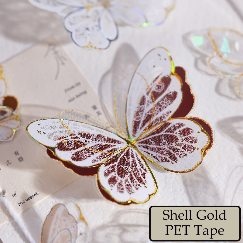 4.5cm*100cm Butterfly wings Die Cutting Flash PET/Shell Light/Gold/Silver Tape