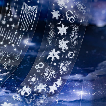 Silver Frost Black Ink Series Die Cutting PET Tape featuring black, and silver designs for journaling, scrapbooking and collage