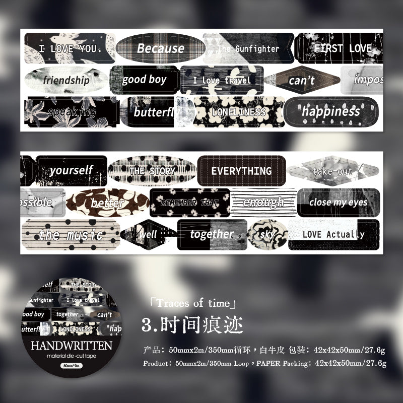 Handwritten Notes Series Die Cutting White Kraft Paper Tape