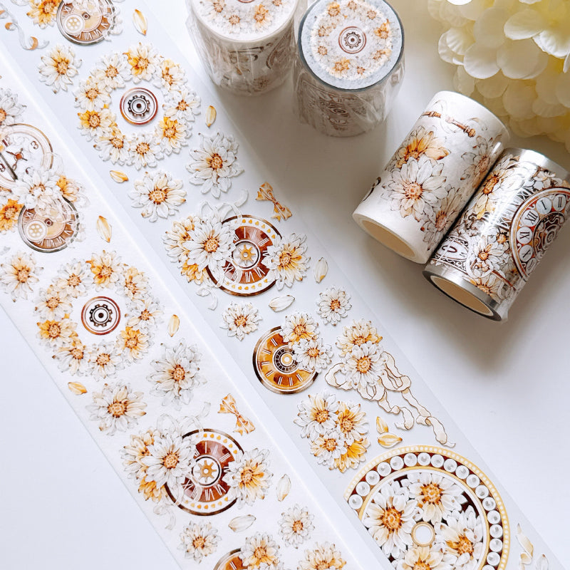 6cm*100cm Chrysanthemums bloom Washi/PET Tape for journaling, scrapbooking and collage