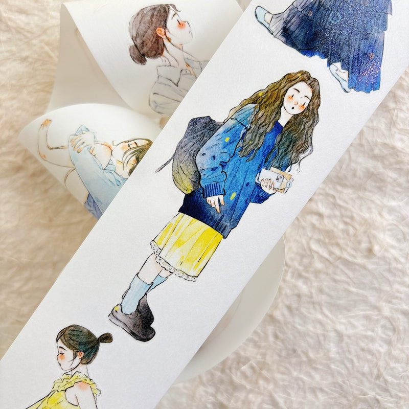 5cm*333cm Touch Of Blue Die Cutting Washi/PET/Fog PET Tape featuring blue designs for journaling, scrapbooking and collage