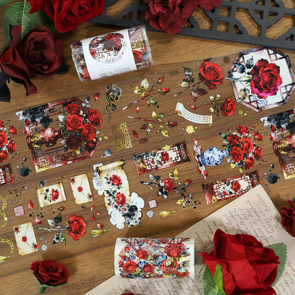 Rose Farewell PET Tape featuring rose designs for journaling, scrapbooking and collage