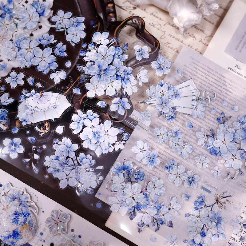 Whole Roll 6.5cm*5m Cherry Blossom Rain Die Cutting Washi/PET/Shell Light Washi/PET Tape
