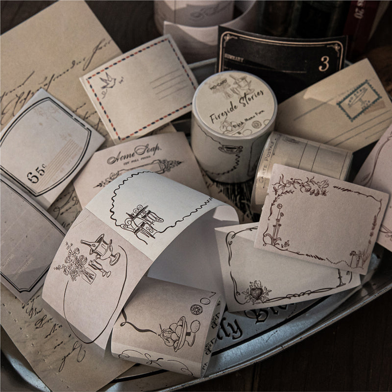 Memo Blank Signature Series White Kraft Paper Tape featuring white designs for journaling, scrapbooking and collage