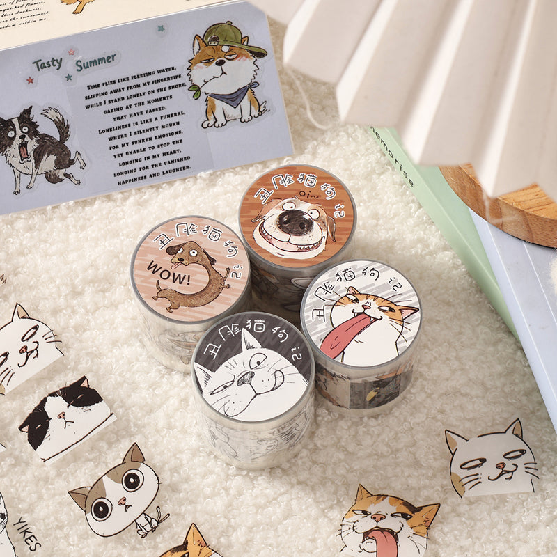 Ugly Face Cats Dogs Series Die Cutting PET Tape