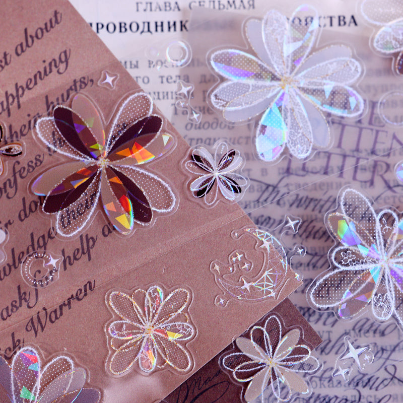 4.5cm*100cm Cappuccino Die Cutting Shell Light/Flash PET Tape featuring light designs for journaling, scrapbooking and collage
