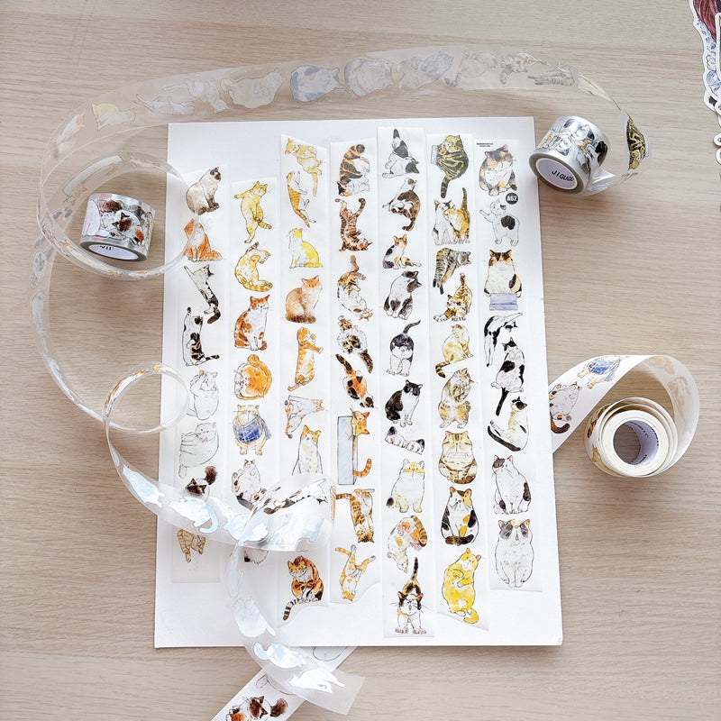 3cm*200cm Cute Cat Die Cutting Washi/PET/Fog PET Tape