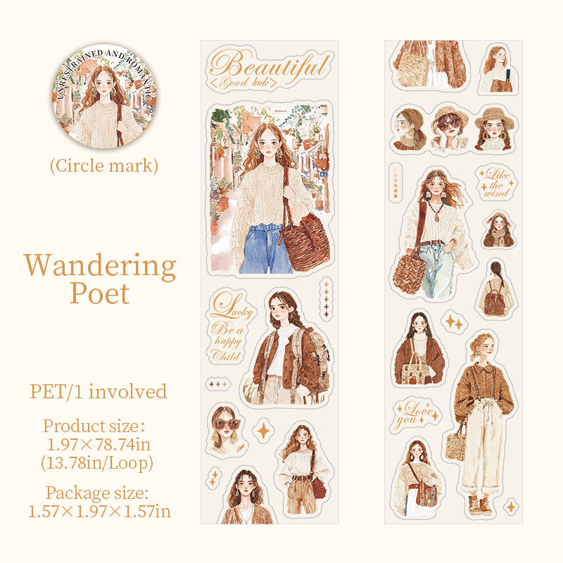 Romantic Bohemian Series Die Cutting PET Tape