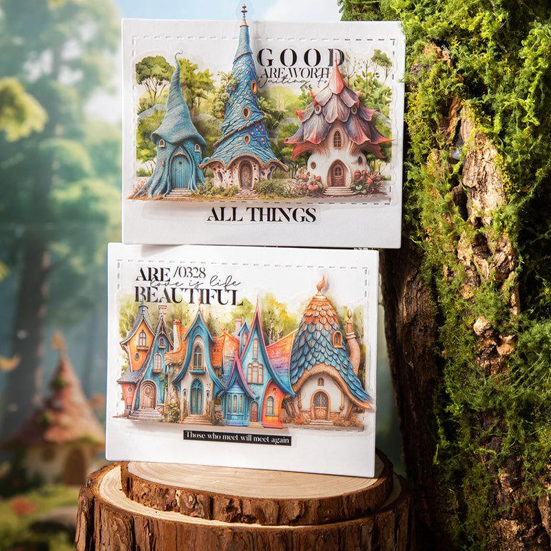Elven Fantasy House Series Sticker featuring fantasy, and house designs for journaling, scrapbooking and collage