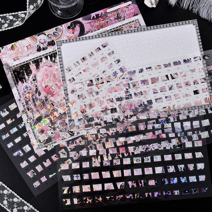 Silver Axis Suite Series 3D Sticker featuring silver designs for journaling, scrapbooking and collage