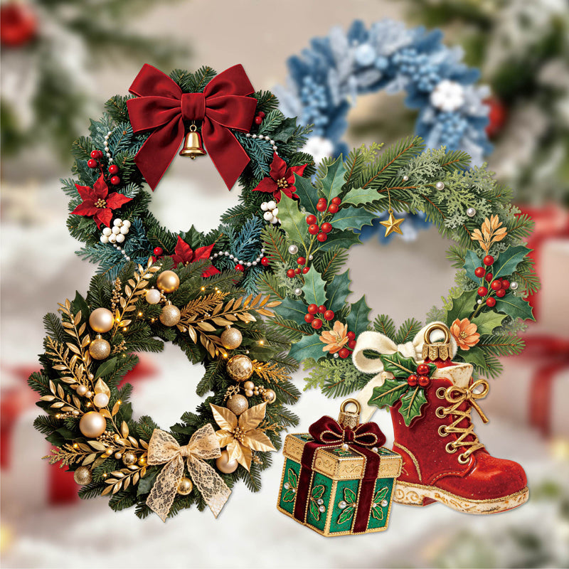 Christmas Wreath Collection Series Sticker for journaling, scrapbooking and collage