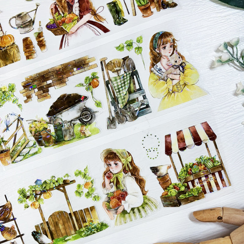 Whole Roll 6cm*5m Season Farm Die Cutting Shell Light PET Tape featuring sea, and light designs for journaling, scrapbooking and collage