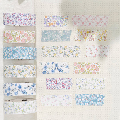 Thin Salt Flower Series Flash Sand Synthetic Paper Tape featuring flower designs for journaling, scrapbooking and collage