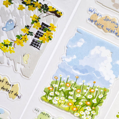 4cm*100cm Grasses grow Die Cutting Washi/PET Tape for journaling, scrapbooking and collage