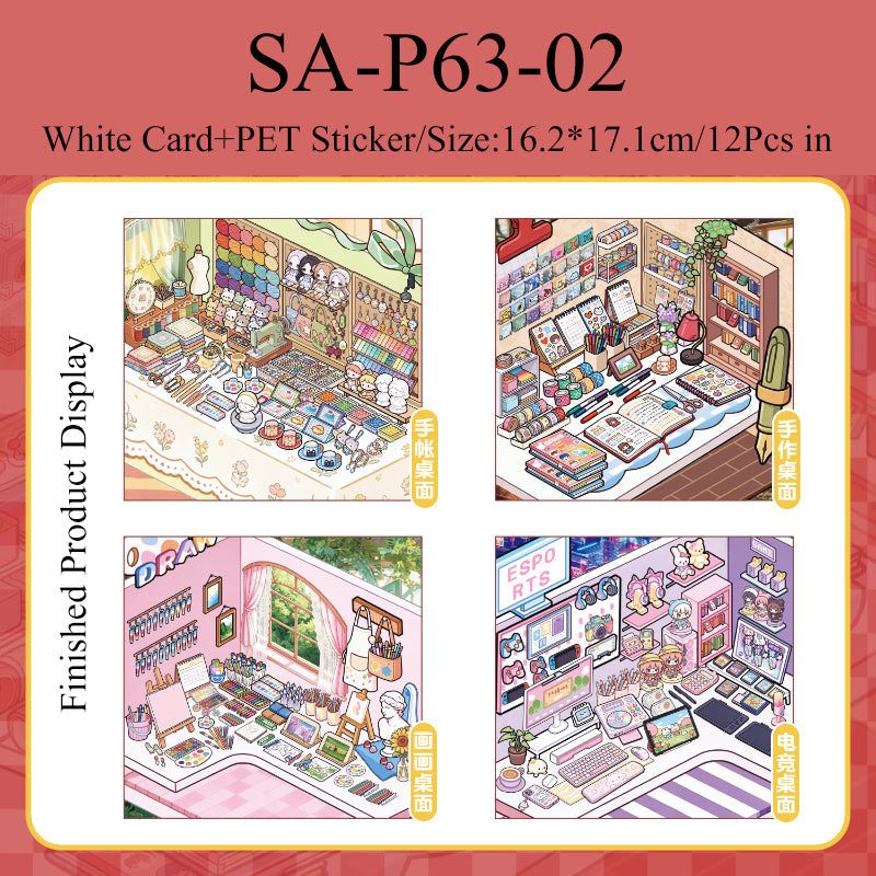 Corner Of Desk Series 3D Sticker Book