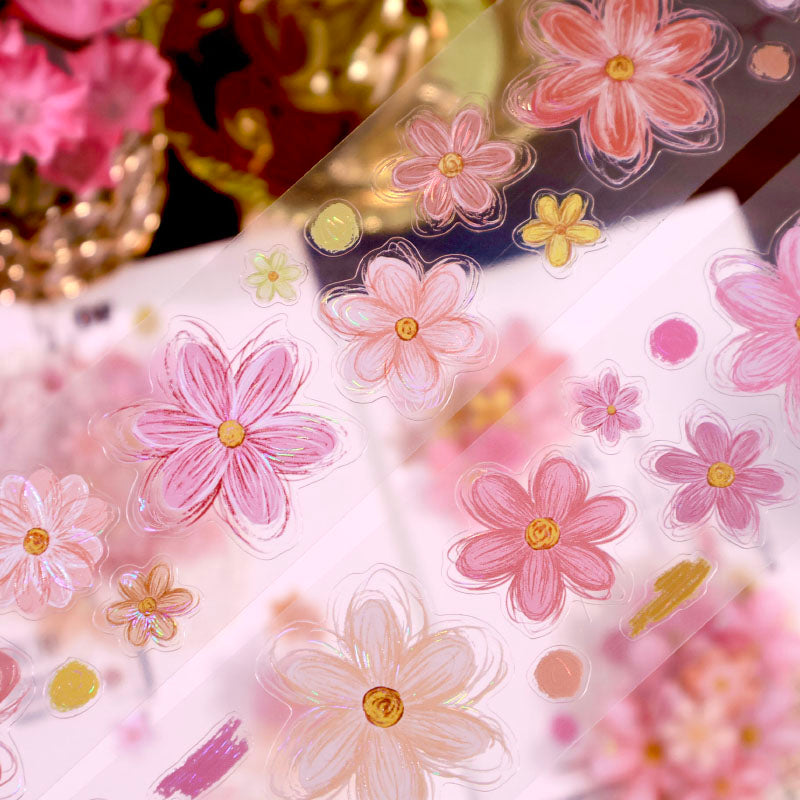 4cm*120cm Muffin Flower Die Cutting Shell Light Washi/PET Tape