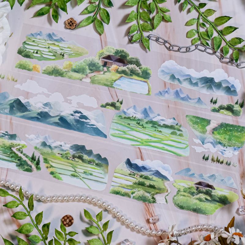 Whole Roll 6.5cm*5m Lush Greenery PET Tape featuring green designs for journaling, scrapbooking and collage