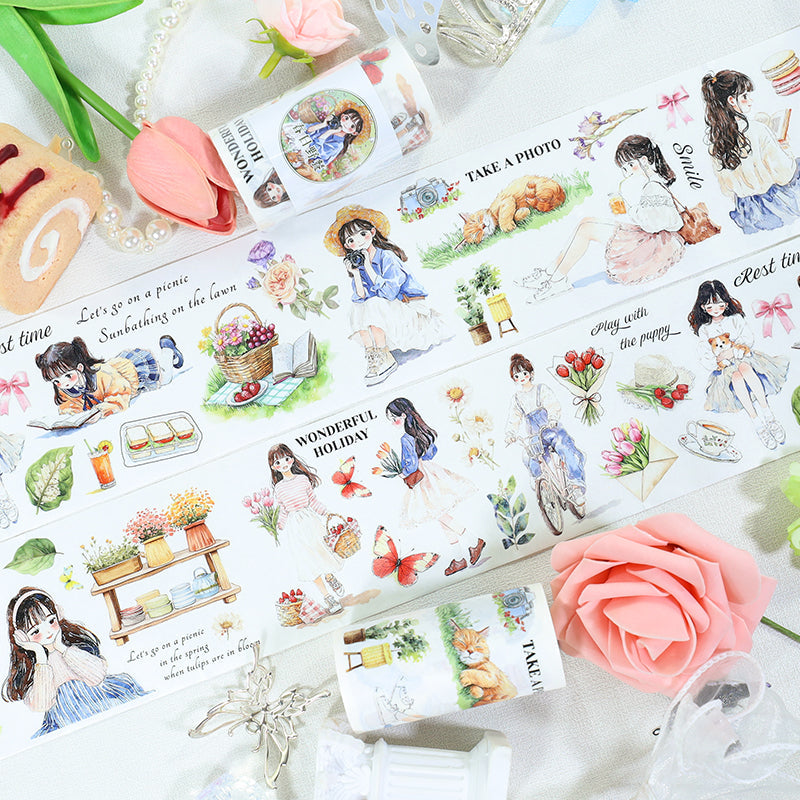 Spring Day Picnic Die Cutting Washi Tape featuring spring designs for journaling, scrapbooking and collage