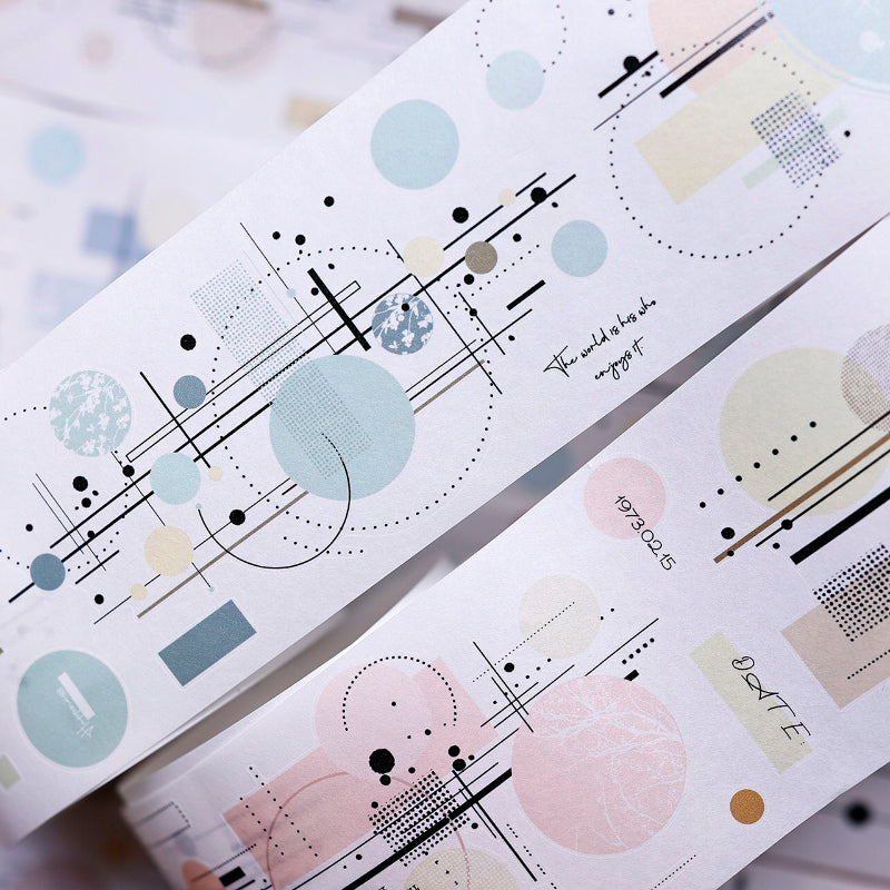 7.5cm*300cm Colorful Circles Collection Die Cutting Washi/PET Tape featuring color designs for journaling, scrapbooking and collage