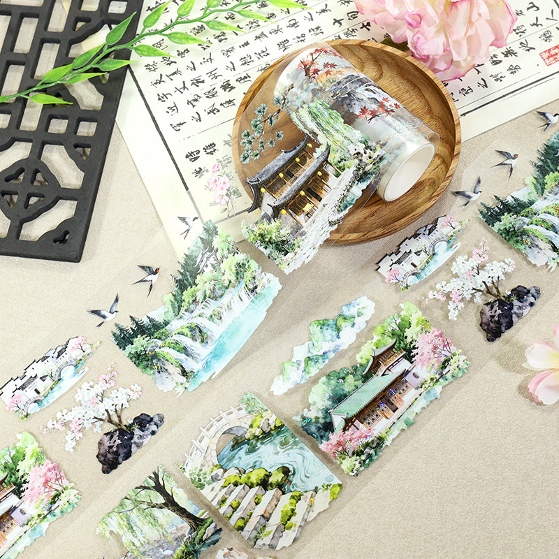 Landscapes Come To Life Shell Light PET Tape featuring light designs for journaling, scrapbooking and collage