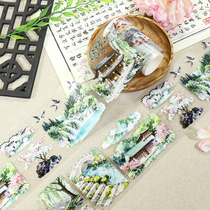 Landscapes Come To Life Shell Light PET Tape featuring light designs for journaling, scrapbooking and collage