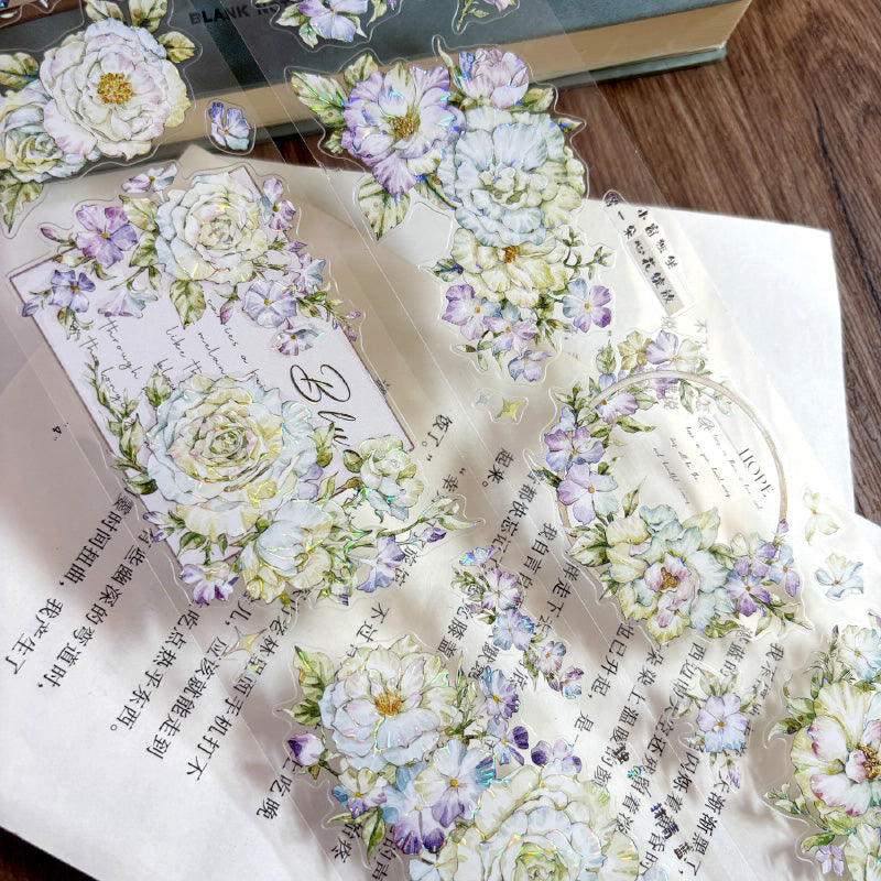 Clear blue flower Die-Cutting Washi Tape - Whole Roll 5.5cm×5m