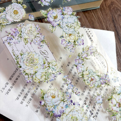 Clear blue flower Die-Cutting Washi Tape - Whole Roll 5.5cm×5m