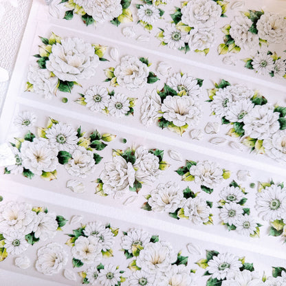5.5cm*100cm Greenish color Washi/PET Tape featuring green, and color designs for journaling, scrapbooking and collage