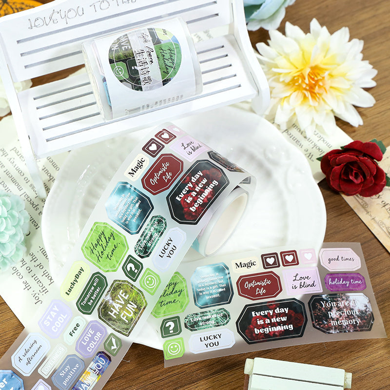 Life Poem Die Cutting Fog PET Tape for journaling, scrapbooking and collage