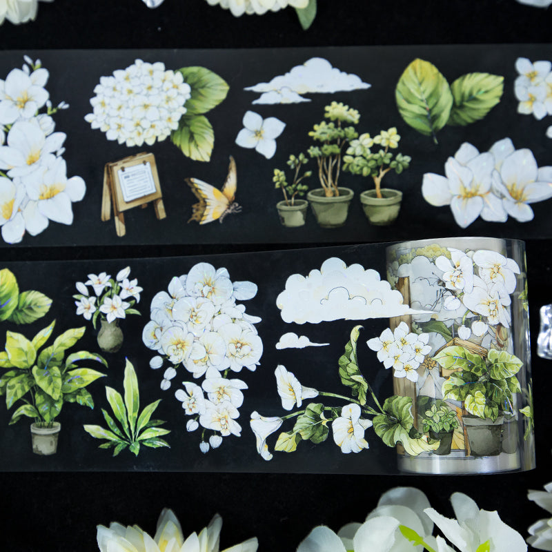 Small Garden Die Cutting Washi/Shell Light PET Tape featuring garden, and light designs for journaling, scrapbooking and collage