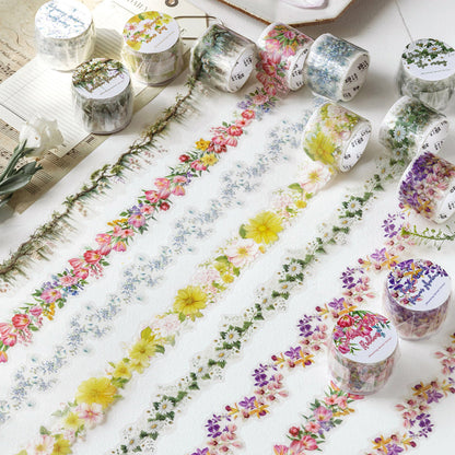 Floral Spread Series PET Tape featuring floral designs for journaling, scrapbooking and collage