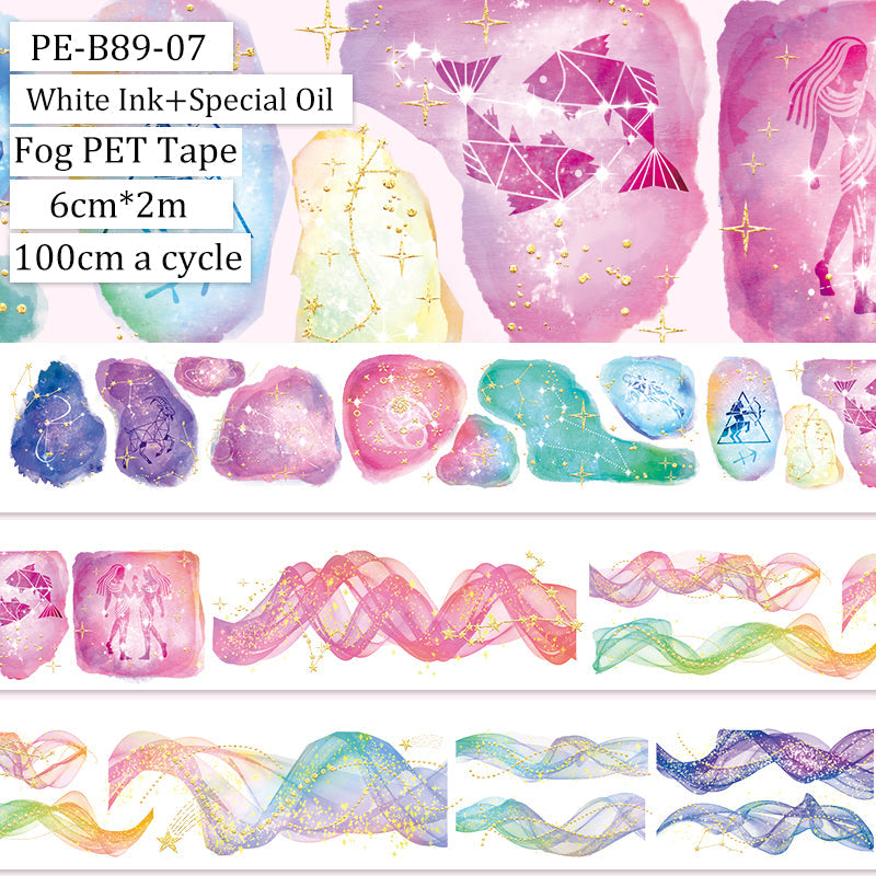 Gradually staining the flowing silk Fog PET Tape for journaling, scrapbooking and collage