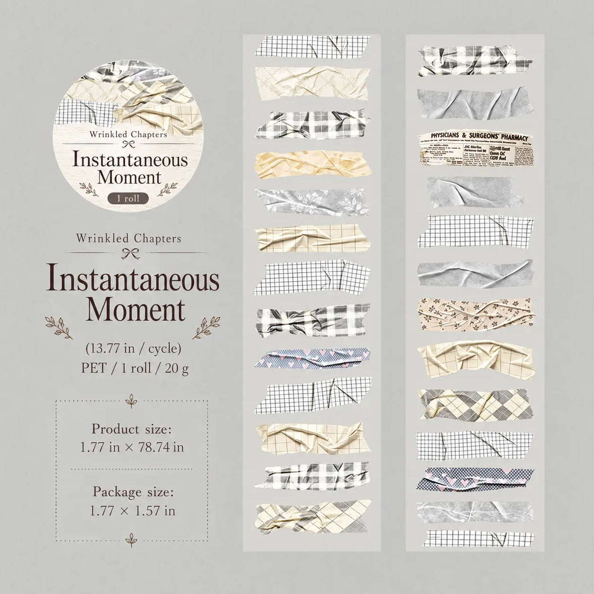 Washi tape découpé pour animaux de la série The Wrinkled Pages
