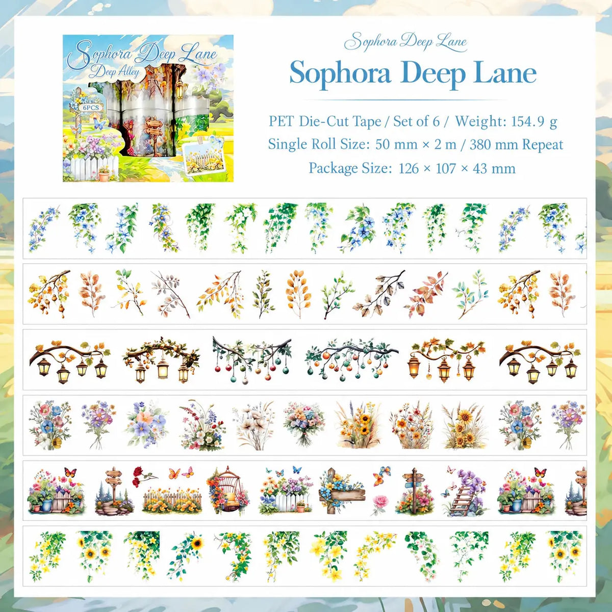 Chunxun Flower Mirror Character PET Tape Set