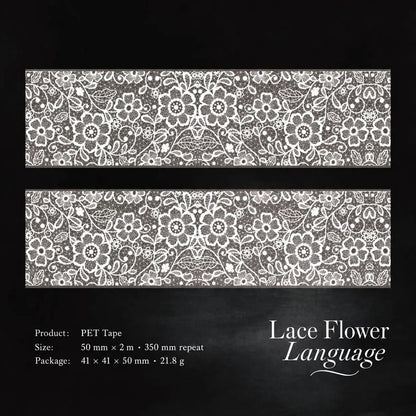 White Mist Floral Note PET Tape