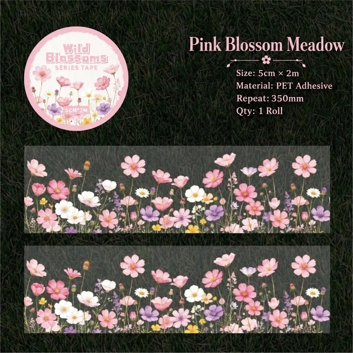 Ruban adhésif PET Jardin de fleurs sauvages