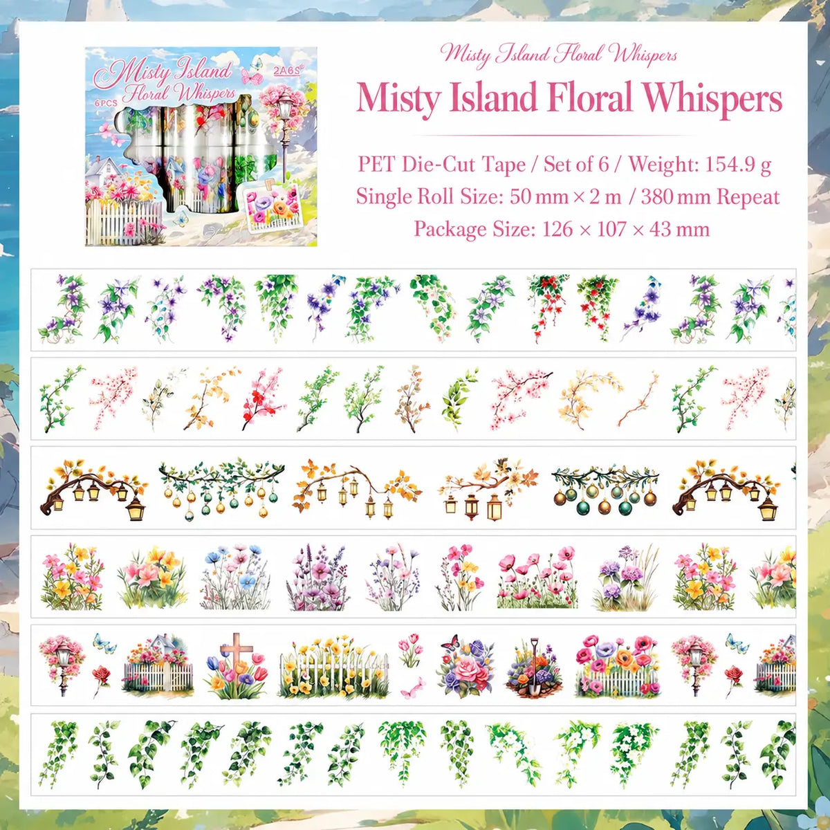 Chunxun Flower Mirror Character PET Tape Set