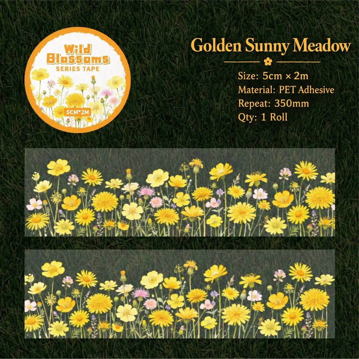 Ruban adhésif PET Jardin de fleurs sauvages