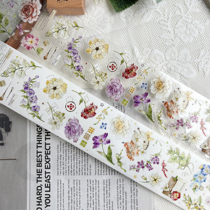 6cm*100cm Embroidered Flower Letter Die Cutting Washi/PET Tape