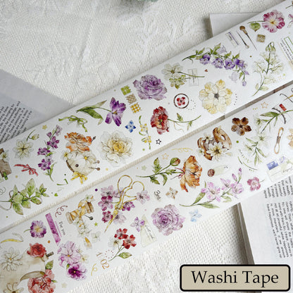 Whole Roll 6cm*5m Embroidered Flower Letter Die Cutting Washi/PET Tape