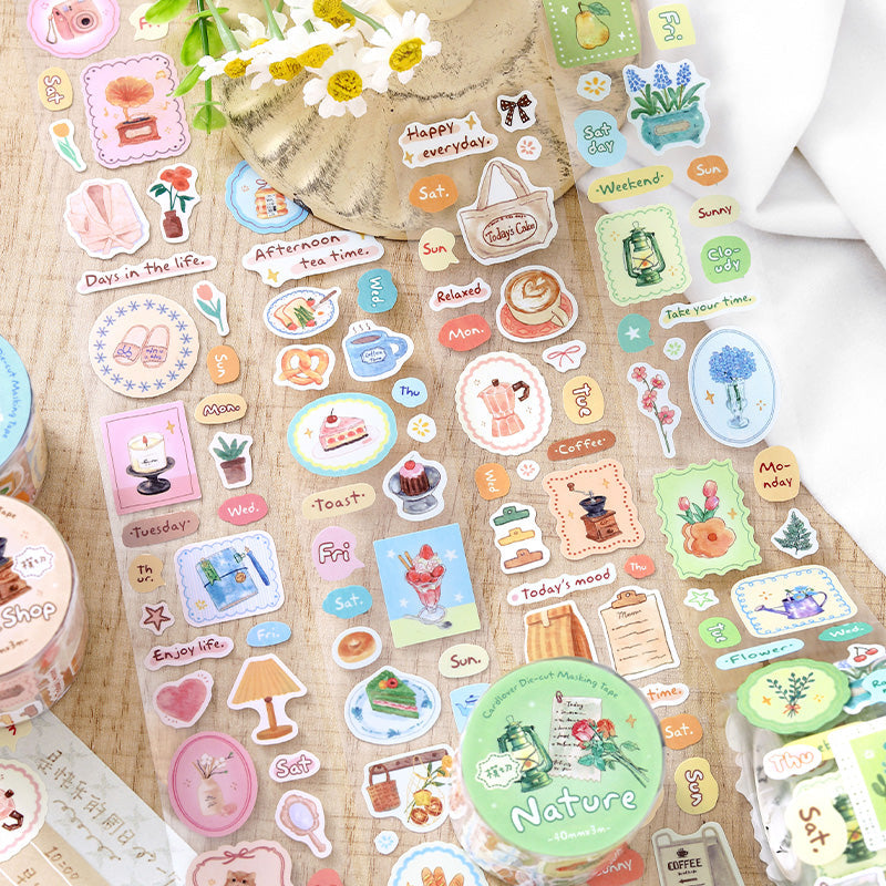 Healing Checklist Series Die Cutting Self-adhesive Tape featuring check designs for journaling, scrapbooking and collage
