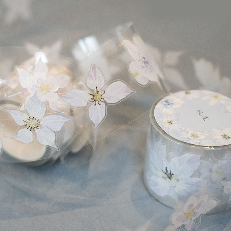 3.2cm*200cm Wind Flowers Die Cutting Shell Light PET Tape featuring flower, light, and wind designs for journaling, scrapbooking and collage