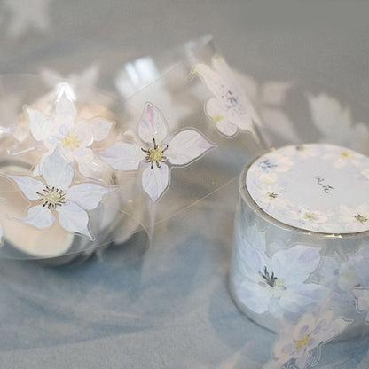 3.2cm*200cm Wind Flowers Die Cutting Shell Light PET Tape featuring flower, light, and wind designs for journaling, scrapbooking and collage