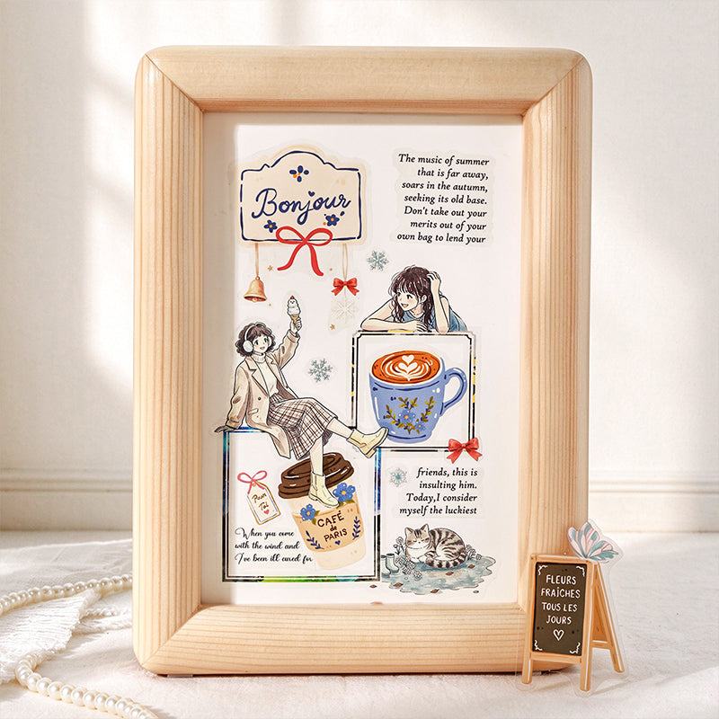 Relaxing Vacation Series Sticker featuring cat designs for journaling, scrapbooking and collage