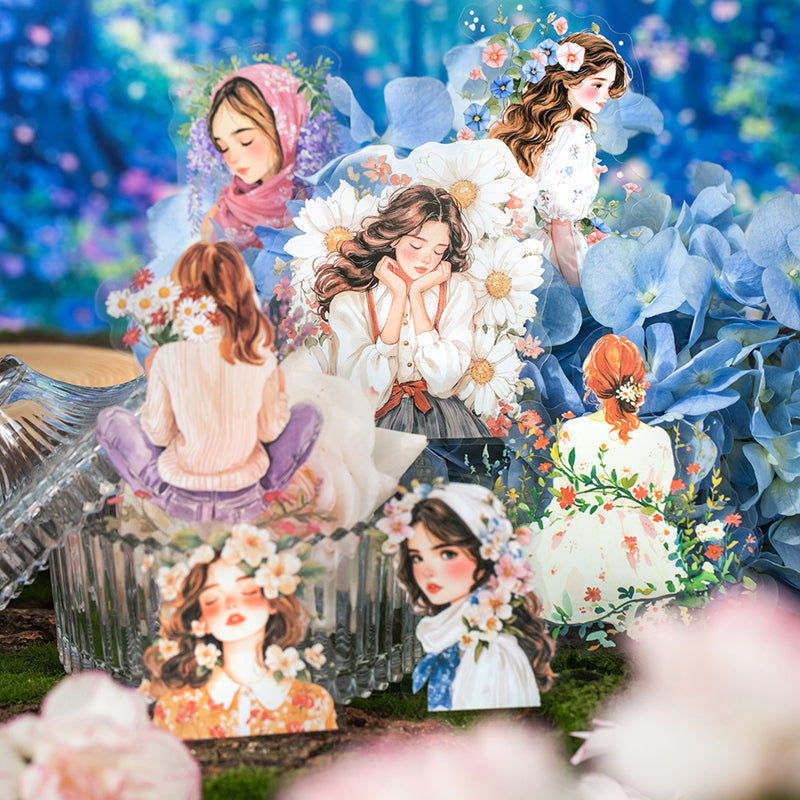 Embracing the beauty of flowers Sticker