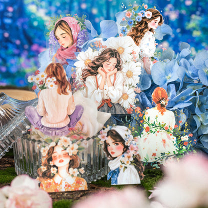 Embracing the beauty of flowers Sticker