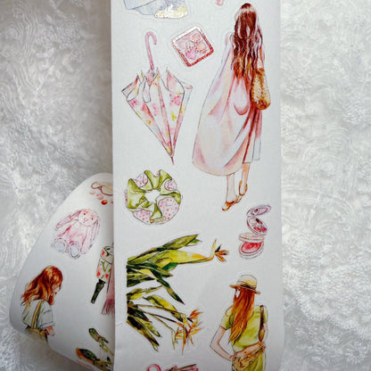 Whole Roll 6cm*5m Green Peach Die Cutting Washi/PET/Fog PET Tape