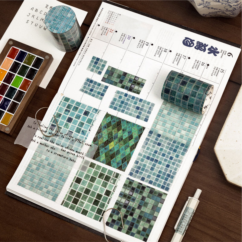 Lijiu Color Brick Series Washi Tape featuring color designs for journaling, scrapbooking and collage